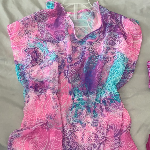 3pcs girls mermaid bikini swimsuit set with cover-up - Picture 2 of 5